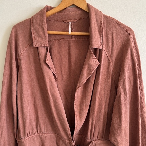 Free People linen blend Joani lightweight boho Jacket size large - Picture 4 of 11